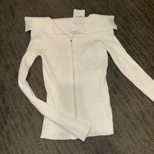 White off the shoulder sweater